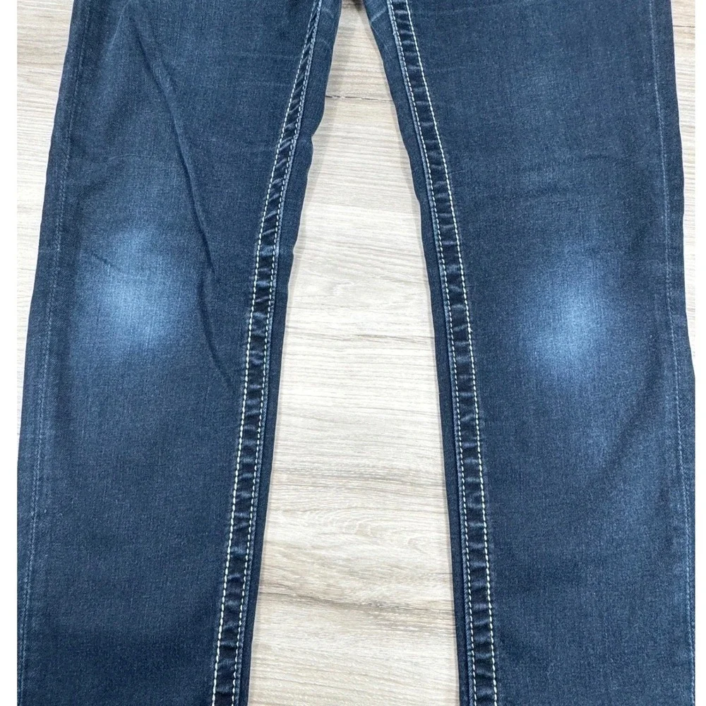 Miss Me Womens Mid Rise Skinny Jeans Dark Wash Contrast Stitch ME8060S2R Size 28